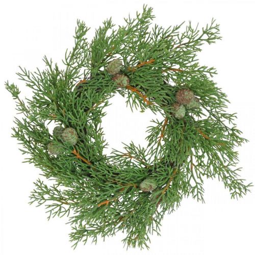 Keinotekoinen kataja seppele Koristeellinen seppele Kataja, käpyjä Ø25cm