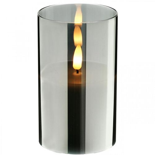 Floristik24 Juhla LED kynttilä hopea lasissa, aito vaha, lämmin valkoinen, ajastin, paristokäyttöinen Ø7,3cm H12,5cm