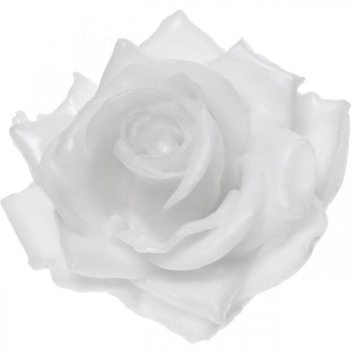Vaha ruusu valkoinen Ø10cm vahattu tekokukka 6kpl