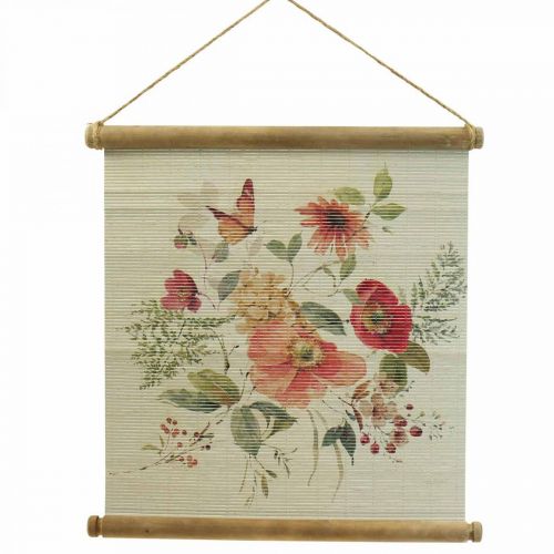 Puinen seinämaalauskuva kukkakoristeella K44×L42cm