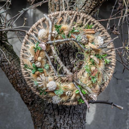 Floristik24 Seinäkoriste Boho-tyylinen, koristeellinen juuttinauha Ø38cm