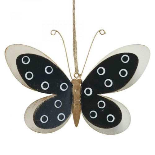 kohteita Wall Art Butterfly Deco Black White Gold Metal 15cm