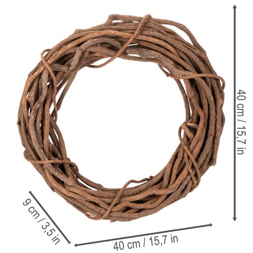 Luonnonvärinen pajuseppele askarteluseen, 40 cm | Floristik24.fi