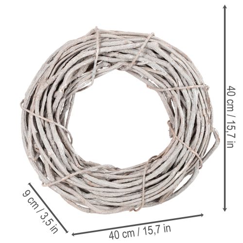 Pajuseppeleen koriste, valkoisista oksista tehty seppele, 40 cm | Floristik24.fi