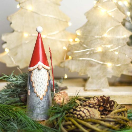 Floristik24 Joulutonttu tähdellä 18cm punainen, harmaa metalli 2kpl