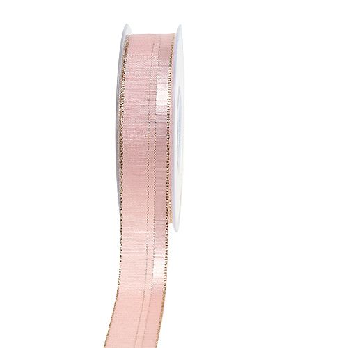 Floristik24 Joulunauha vaaleanpunainen, kultainen reuna 25mm 20m