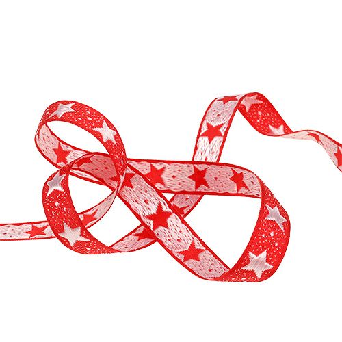 Floristik24 Joulunauha tähdillä punainen 15mm 20m