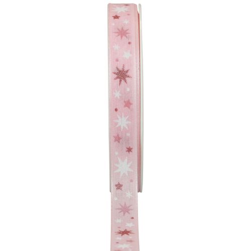 Floristik24 Nauha joululahja nauha pinkki tähtikuvio 15mm 20m