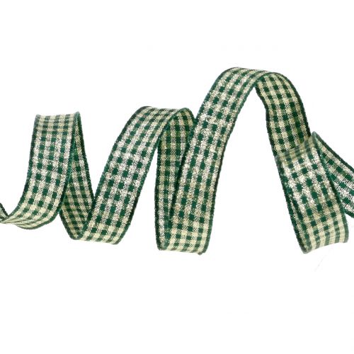 Floristik24 Joulunauhalla kiristetty nauha, jossa kiillenvihreä 15mm 20m