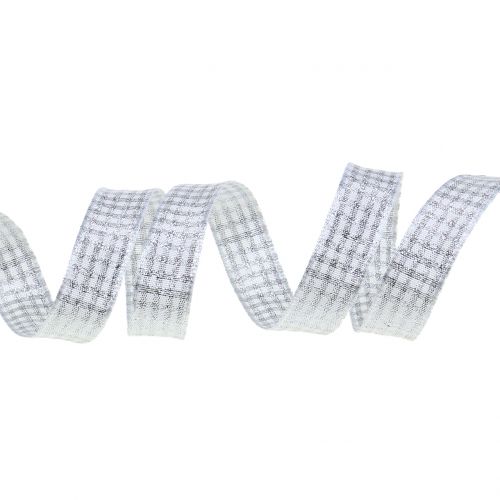 Floristik24 Joulunauha tarkistusnauha kiille valkoisella 15mm 20m