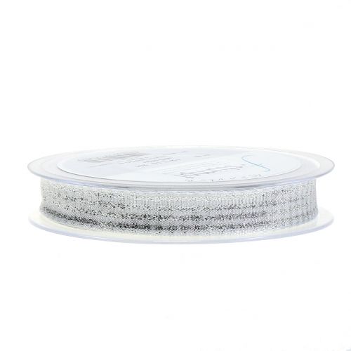 Floristik24 Joulunauha tarkistusnauha kiille valkoisella 15mm 20m