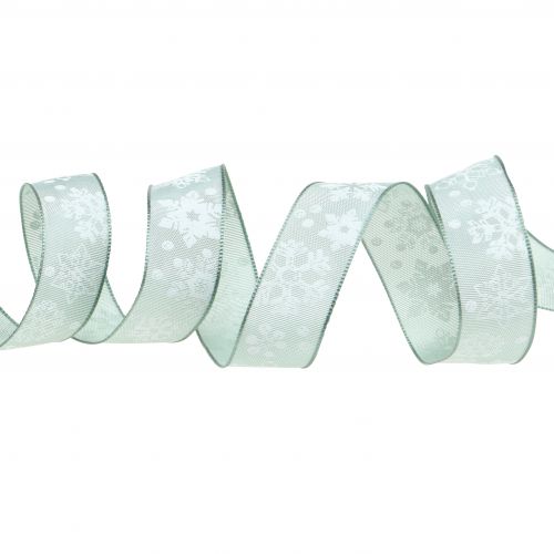 Floristik24 Joulunauha minttu lumihiutaleella 25mm 20m
