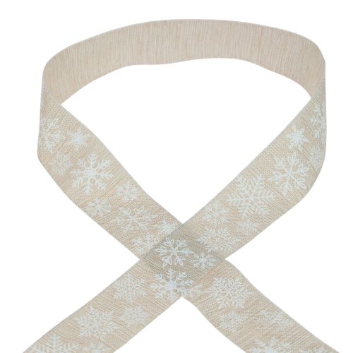 Floristik24 Joulunauha lumihiutale beige lahjanauha 35mm 15m