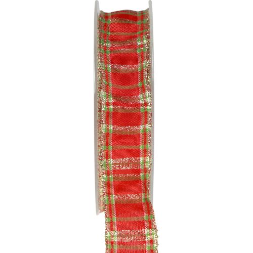 Koristenauha Skotlantilainen lahjanauha punainen vihreä kulta 25mm 20m