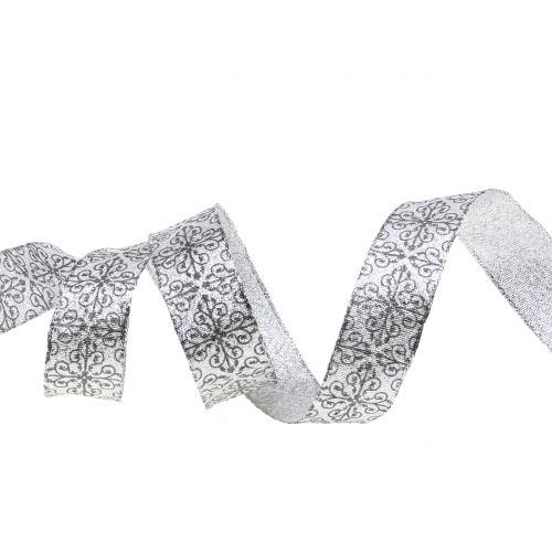 Floristik24 Joulunauha koristeilla hopea 25mm 18m