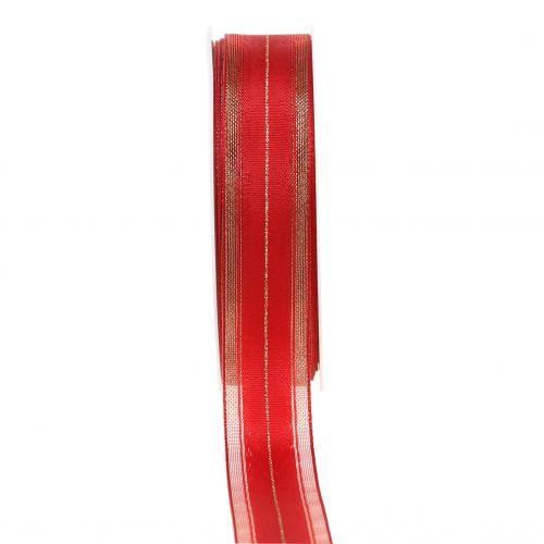 Floristik24 Joulunauha läpinäkyvillä Lurex nauhoilla punainen 25mm 25m