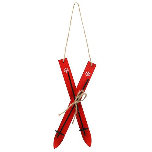 Floristik24 Joulukuusi ripustin sukset puu 21cm punainen 9kpl