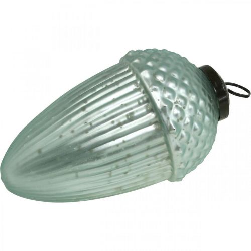 Floristik24 Joulukuusikoristeet tammenterho lasi minttu 11-14,5cm sarja 3 kpl