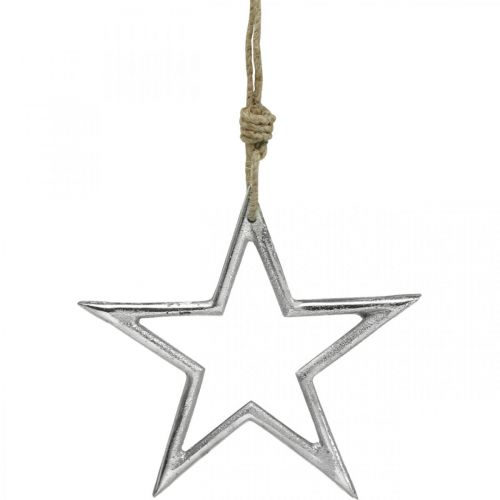 Joulukoristeen tähti, adventtikoristeet, tähtiriipus hopea L15,5cm