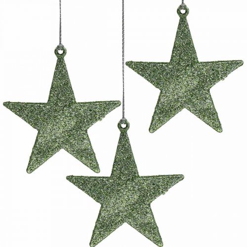 Joulukoristeita tähtiriipus minttu glitter 10cm 12kpl