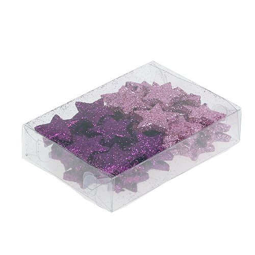 Floristik24 Joulukoristeen tähti 2,5cm kiille pinkki, violetti 48 kpl