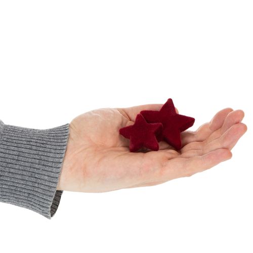 Joulukoristeet, tähdet, Bordeaux-kuvio, pöytäkoriste, 4-5 cm, 40 kpl | Floristik24.fi