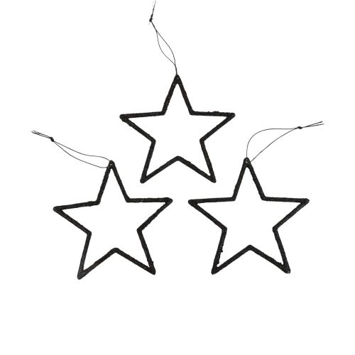 Floristik24 Joulukoristeita tähtiriipus musta glitter 12cm 12 kpl
