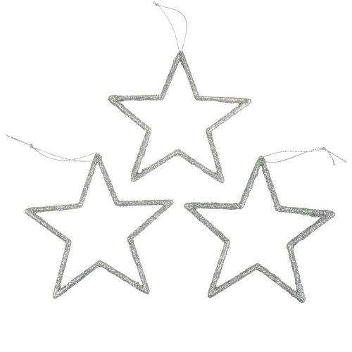 Floristik24 Joulukoristeita tähtiriipus hopea glitter 12cm 12kpl