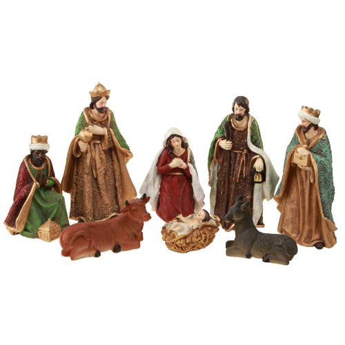 Jouluseimifiguurisetti käsinmaalattu polyresiini 8-20cm 8 kpl