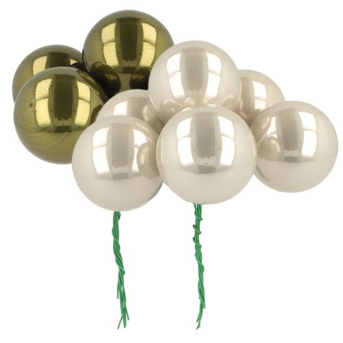 kohteita Joulupallo lasinen peili marjat oliivinvihreä hopea Ø40mm 32 kpl