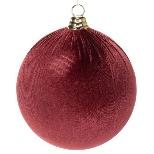 Iso punainen samettimainen joulupallo, 20 cm, 3 kpl
