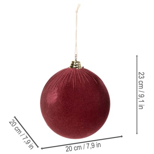 Iso punainen samettimainen joulupallo, 20 cm, 3 kpl | Floristik24.fi
