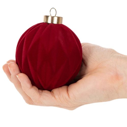 Joulupallo, samettinen pinta, punainen, 8 cm, 12 palaa | Floristik24.fi