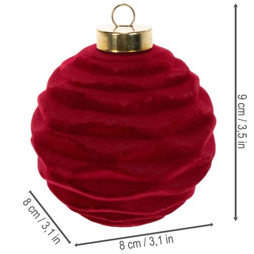 Joulupallo, samettinen pinta, punainen, 8 cm, 12 palaa | Floristik24.fi