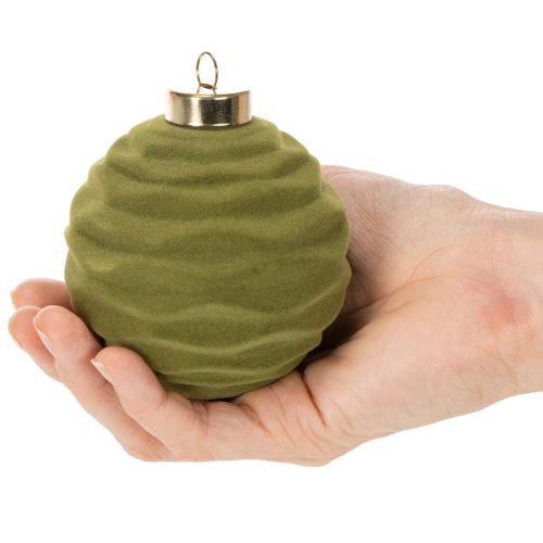 Joulukuusenpallo, samettikuvio, vihreä, teksturoitu sekoitus, 8 cm, 12 kpl, nukkakuvioinen joulukuusenpallo, sammaleenvihreä, muovipallot, sammaleenvihreät nukkakuvioiset, puuvillanyöri sisältyy jokaiseen palloon | Floristik24.fi