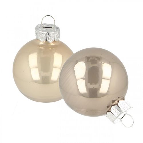 Floristik24 Joulukuusikoruja, minikuusikoruja, joulukoristeita beige/helmiäissekoitus H4,5cm Ø4cm aitoa lasia 24 kpl