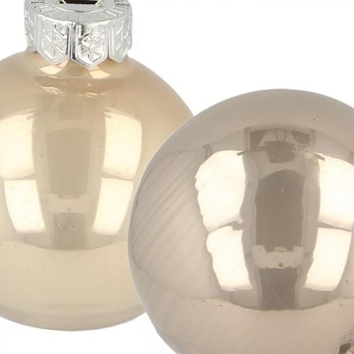 Floristik24 Joulukuusikoruja, minikuusikoruja, joulukoristeita beige/helmiäissekoitus H4,5cm Ø4cm aitoa lasia 24 kpl