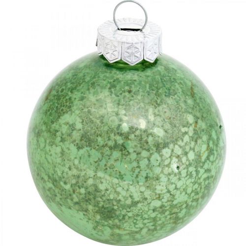 kohteita Joulupallo, kuusenkoriste, joulukuusen pallo vihreä marmoroitu H4,5cm Ø4cm aitoa lasia 24kpl.