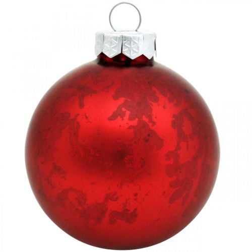 kohteita Joulupallo, joulukuusen koriste, lasipallo punainen marmoroitu H4,5cm Ø4cm aitoa lasia 24kpl.