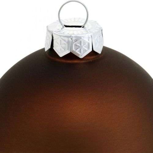 Floristik24 Joulukuusipallo, puukoristeet, joulukuusipallot ruskea H6,5cm Ø6cm aitoa lasia 24 kpl