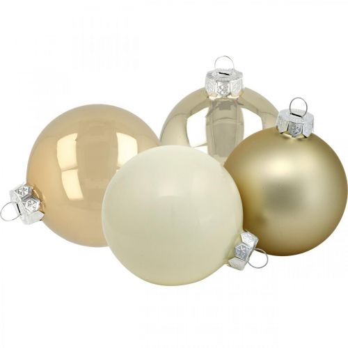 kohteita Joulukuusen pallot, kuusenkoristeet, lasipallot valkoinen/helmi H8,5cm Ø7,5cm aitoa lasia 12kpl.