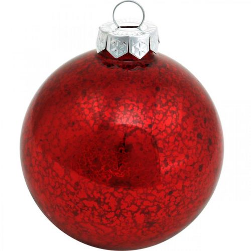 kohteita Joulukuusenkoriste, kuusiriipus, joulupallo punainen marmoroitu H8,5cm Ø7,5cm aitoa lasia 14kpl.