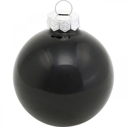kohteita Minijoulukuusipallo, kuusenkoriste mix, joulupallot musta H4,5cm Ø4cm aitoa lasia 24kpl.