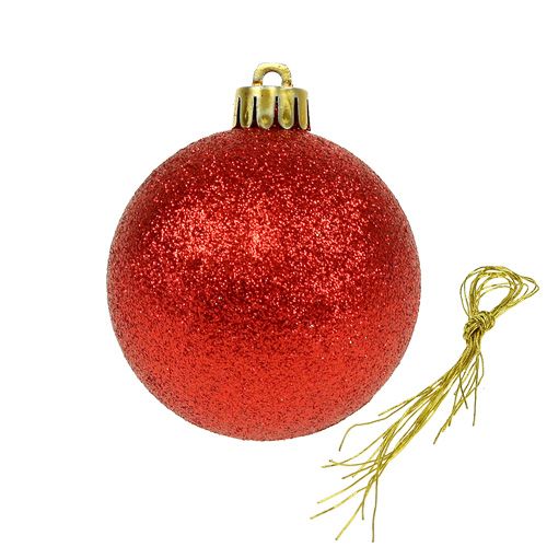 Joulupallo muovinen punainen 6cm 10kpl