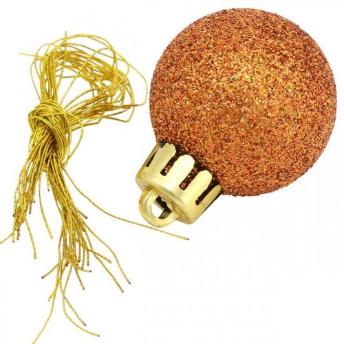 Floristik24 Mini joulukuusipallo, puukoristeet sekoitus, joulukuusipallo oranssi Ø2,5cm muovi 14kpl