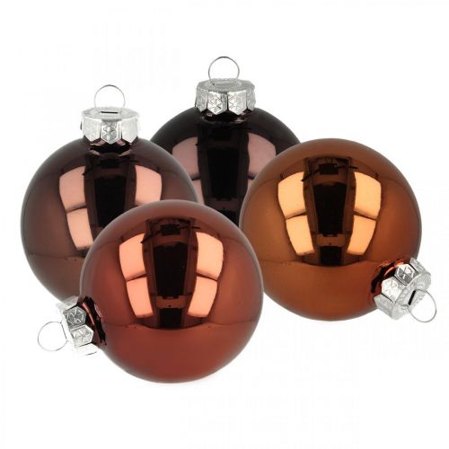 Floristik24 Joulukuusen pallot, puukoristeet, joulukuusipallo ruskea H6,5cm Ø6cm aitoa lasia 24 kpl