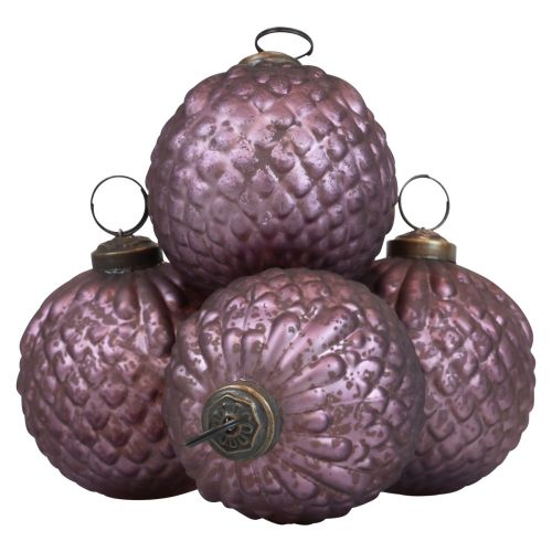 Floristik24 Joulupallot lasivioletti joulukuusipallot vintage Ø7cm 4kpl
