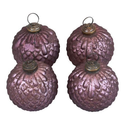 Floristik24 Joulupallot lasivioletti joulukuusipallot vintage Ø7cm 4kpl