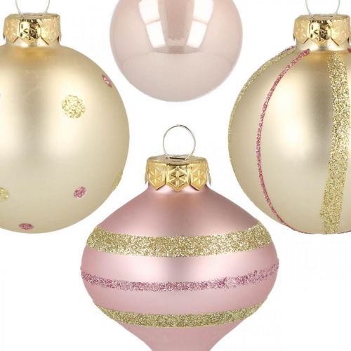 Floristik24 Joulupallot lasi pinkki keltainen lajitelma Ø4,5-7cm 20 kpl