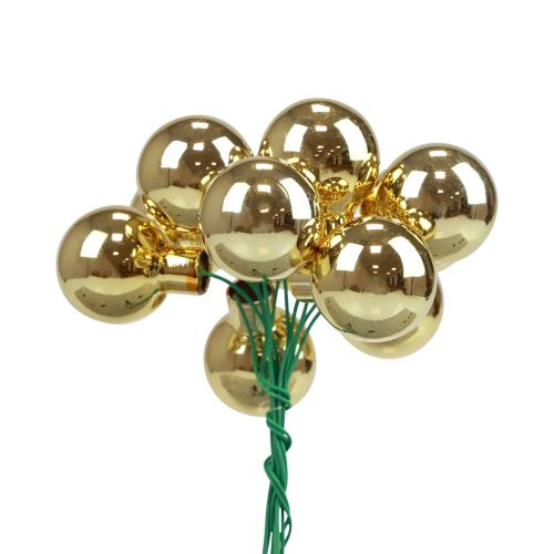 Floristik24 Joulupallot lanka lasi peili marjat kulta 2,5cm 140 kpl